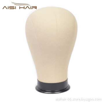 Aisi Hair Cork Canvas Block Head Mannequin Wig Making Head Wig Display Styling Head With Mount Hole 22 Inch Free Gifts